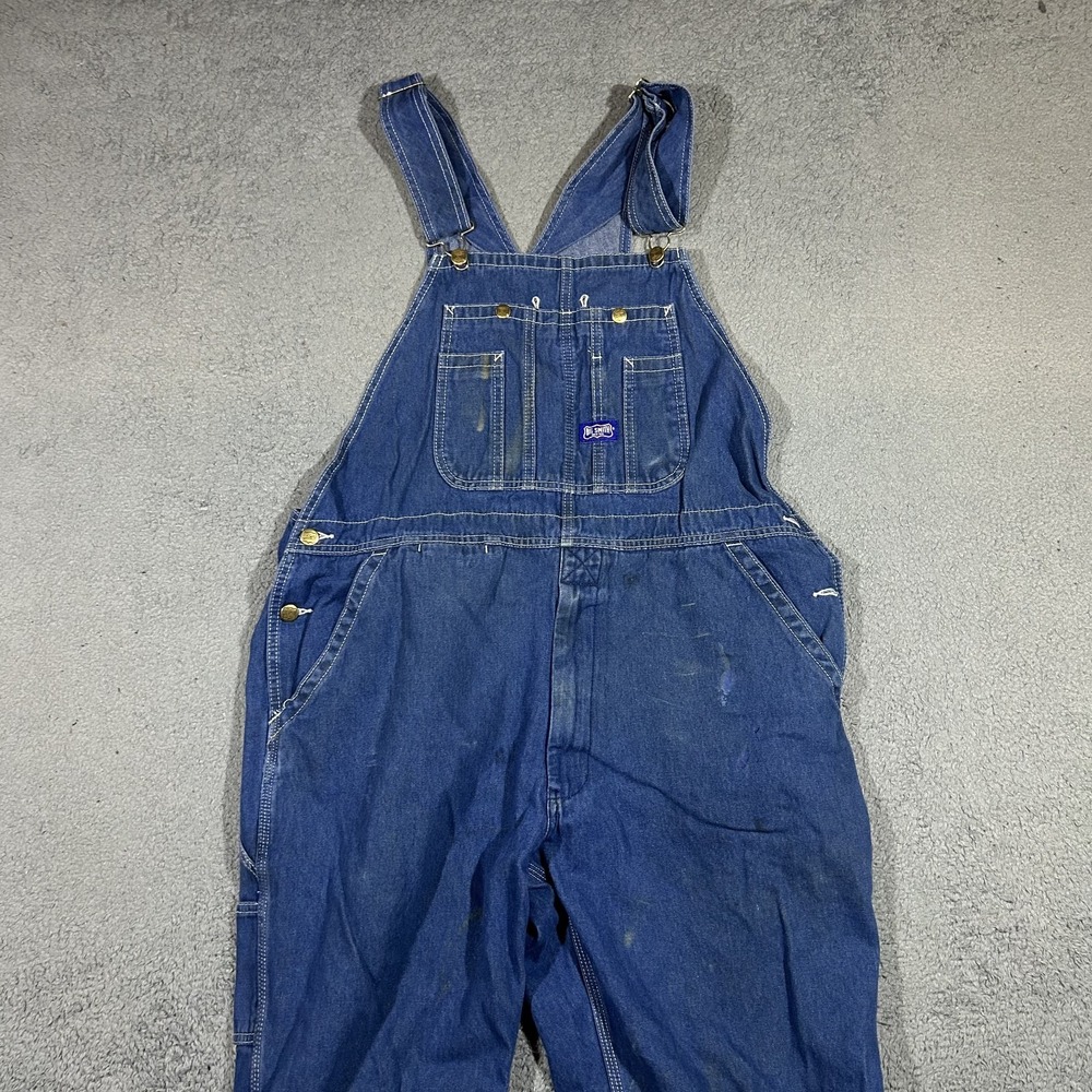 Big Smith Overalls Mens 40x28 Blue Denim Work Bib Carpenter Pants Workwear #2406